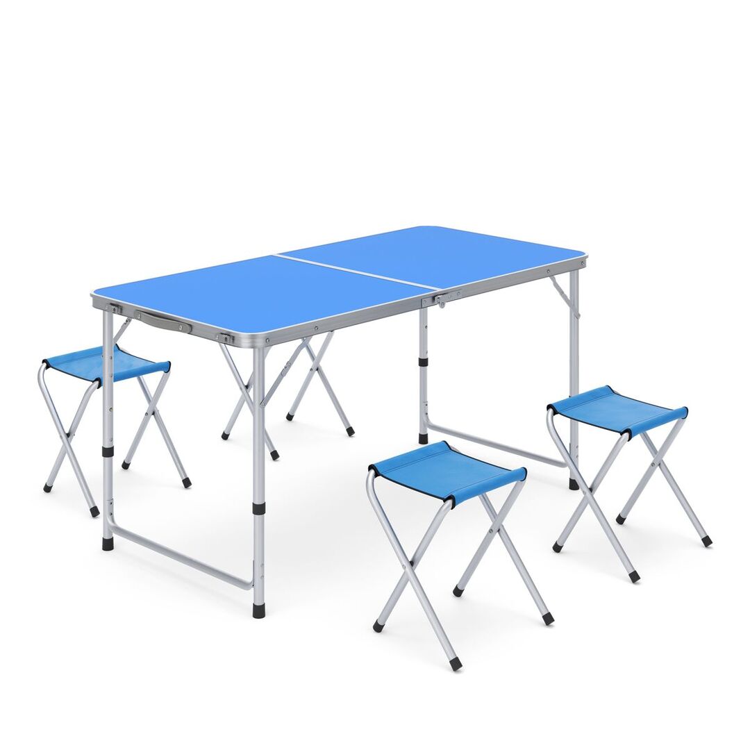Camping table set 120 cm blue