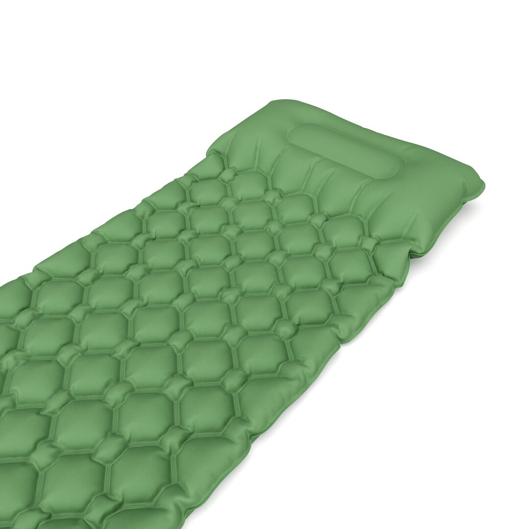 Camping mat with cushion 195 x 60 x 5 cm green